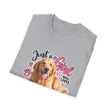 T-Shirt — "Just a Girl Who Loves Sunshine" Golden Retriever Graphic