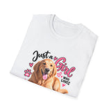 T-Shirt — "Just a Girl Who Loves Sunshine" Golden Retriever Graphic