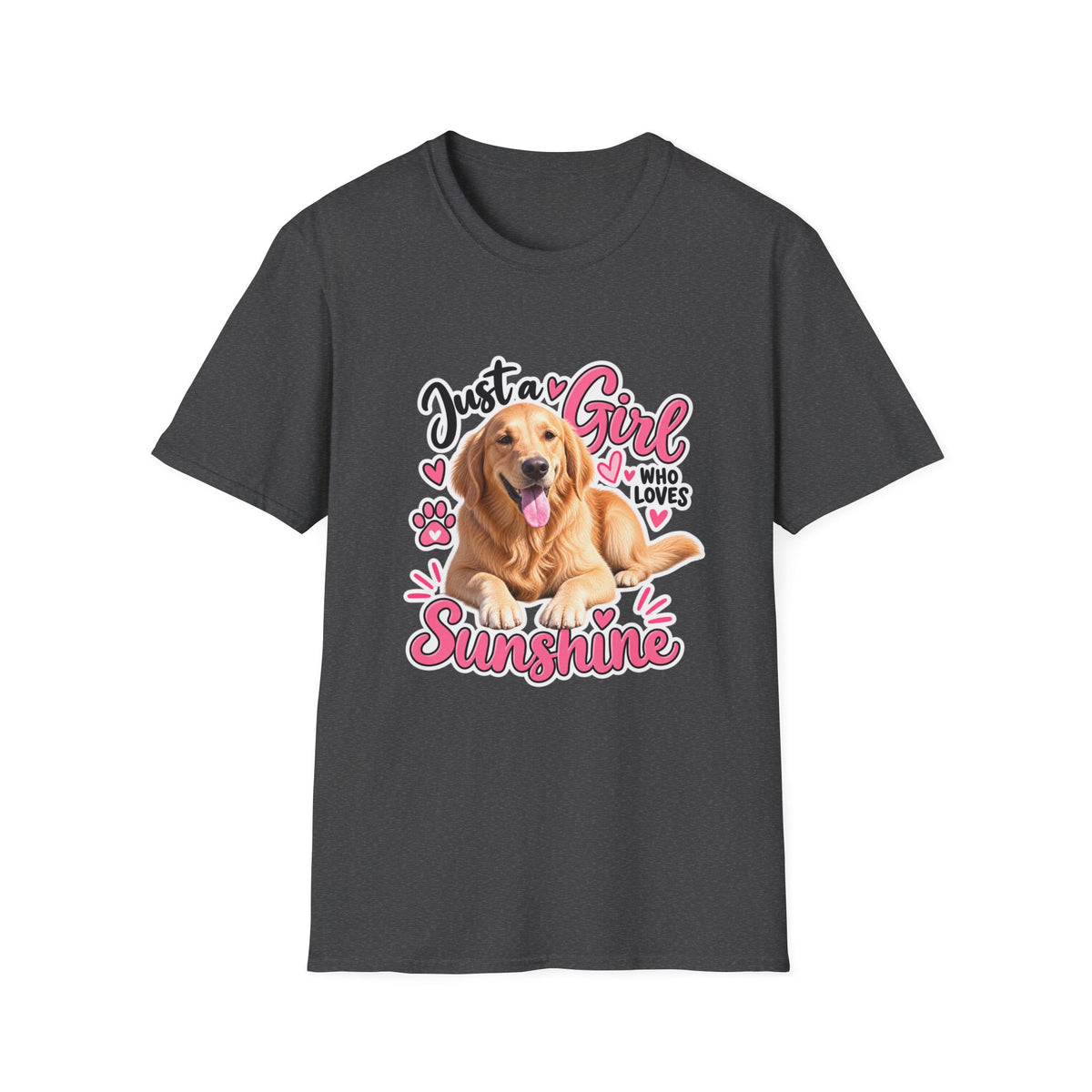 T-Shirt — "Just a Girl Who Loves Sunshine" Golden Retriever Graphic