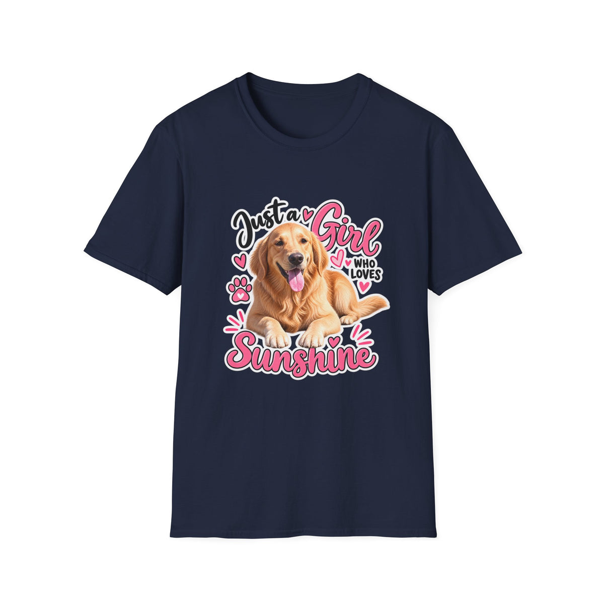 T-Shirt — "Just a Girl Who Loves Sunshine" Golden Retriever Graphic