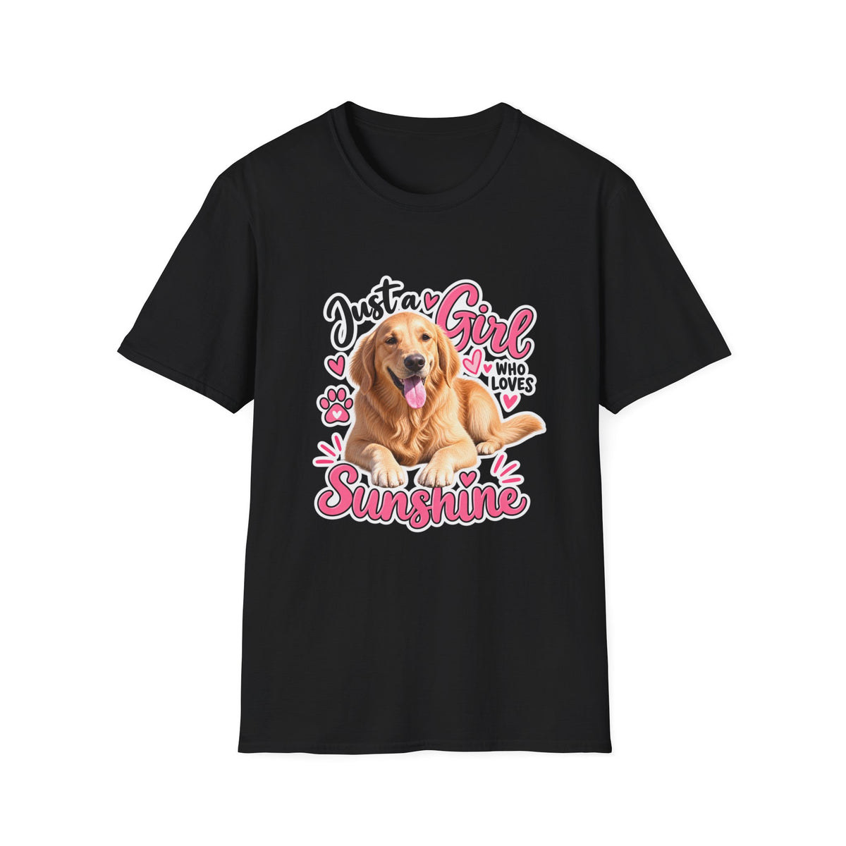 T-Shirt — "Just a Girl Who Loves Sunshine" Golden Retriever Graphic