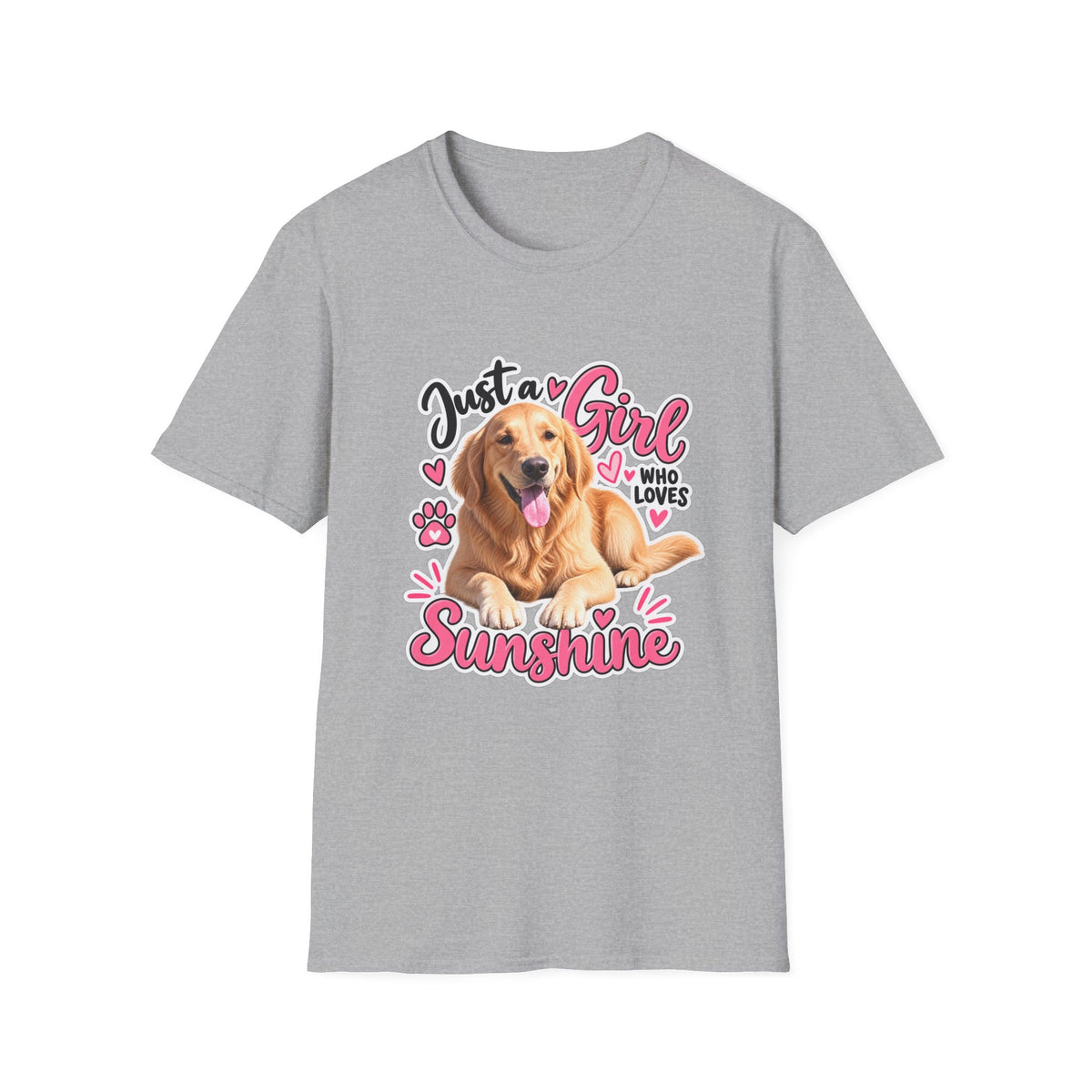 T-Shirt — "Just a Girl Who Loves Sunshine" Golden Retriever Graphic