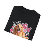 T-Shirt — "Just a Girl Who Loves Sunshine" Golden Retriever Graphic